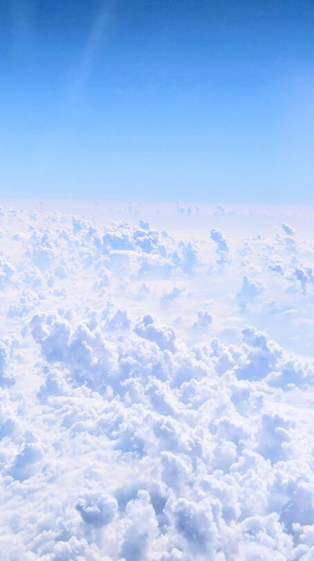 Airplane Point-of-view, Clouds, Blue Skyline, Cotton-like Clouds
