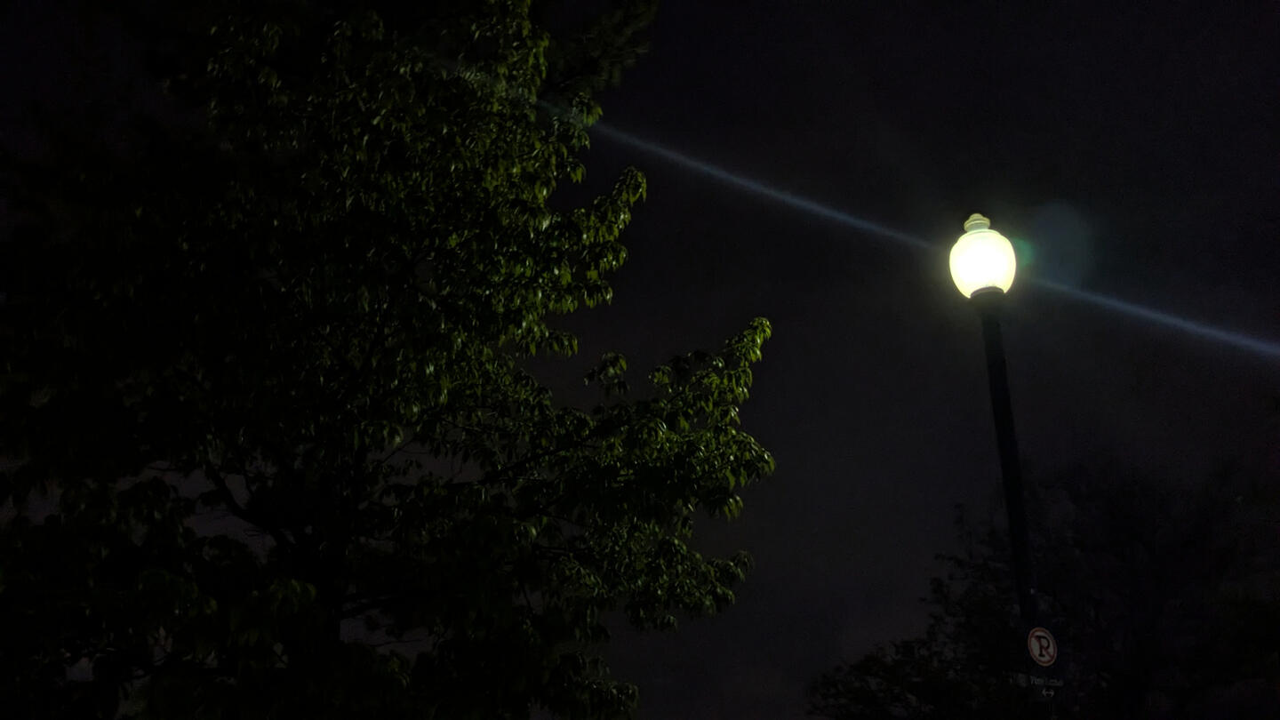 Night, Lamp Post, Trees