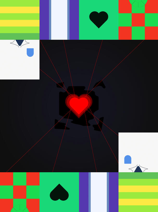 DELTARUNE, Fan Art, Heart, Kris, Susie, Ralsei, Berdly, Noelle, Connecting Lines